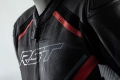 RST Sabre CE Leather Jacket - Black/Red -Motorcycle Clothes And Shoes 102530 rst sabre ce mens leather jacket red detail chest hi res