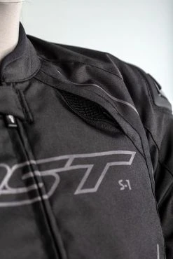 RST S-1 CE Textile Jacket - Black -Motorcycle Clothes And Shoes 102559 rst s 1 ce mens textile jacket black detail frontvent hi res