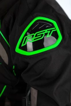 RST S-1 CE Textile Jacket - Black/Grey/Green -Motorcycle Clothes And Shoes 102559 rst s 1 ce mens textile jacket g green detail shoulder hi res
