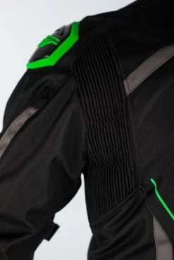 RST S-1 CE Textile Jacket - Black/Grey/Green -Motorcycle Clothes And Shoes 102559 rst s 1 ce mens textile jacket g green detail shoulderstretch hi res