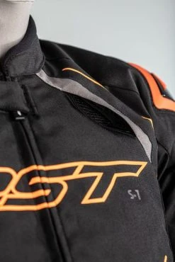 RST S-1 CE Textile Jacket - Black/Grey/Orange -Motorcycle Clothes And Shoes 102559 rst s 1 ce mens textile jacket g orange detail frontleftvent hi res