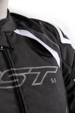 RST S-1 CE Textile Jacket - Black/White -Motorcycle Clothes And Shoes 102559 rst s 1 ce mens textile jacket white detail frontleftvent hi res 1