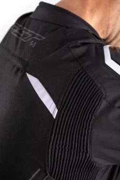 RST S-1 CE Textile Jacket - Black/White -Motorcycle Clothes And Shoes 102559 rst s 1 ce mens textile jacket white detail shoulderstretch hi res 1