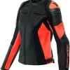 Dainese Racing 4 Lady Leather Jacket - Black/Fluo-Red -Motorcycle Clothes And Shoes dainese racing 4 lady leather jacket black fluo red 1