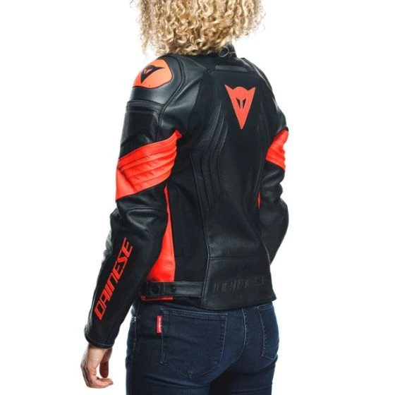 Dainese Racing 4 Lady Leather Jacket - Black/Fluo-Red 15 Dainese Racing 4 Lady Leather Jacket - Black/Fluo-Red - Image 13