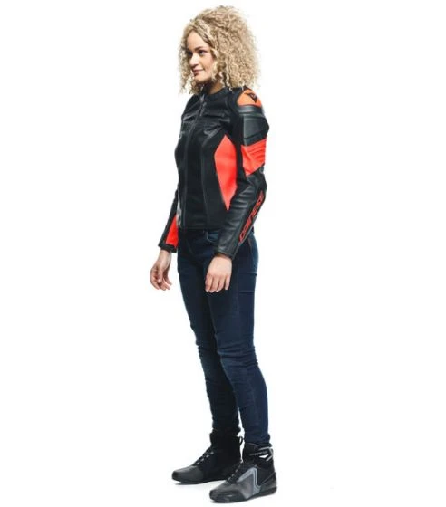 Dainese Racing 4 Lady Leather Jacket - Black/Fluo-Red 6 Dainese Racing 4 Lady Leather Jacket - Black/Fluo-Red - Image 4