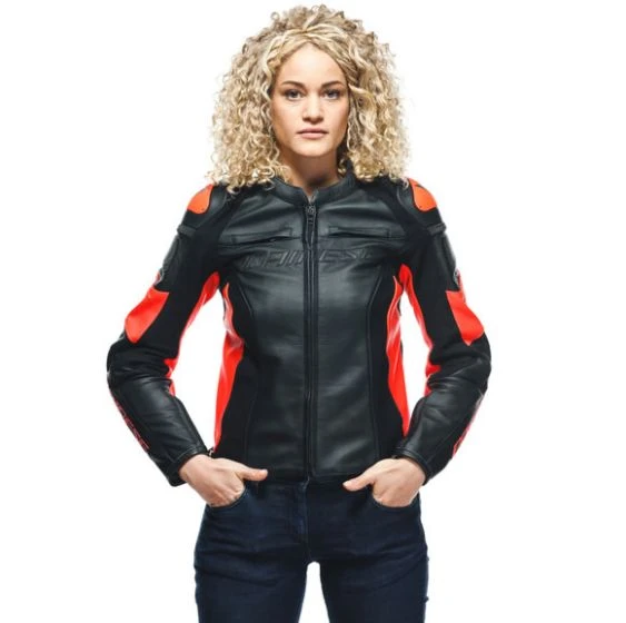Dainese Racing 4 Lady Leather Jacket - Black/Fluo-Red 8 Dainese Racing 4 Lady Leather Jacket - Black/Fluo-Red - Image 6
