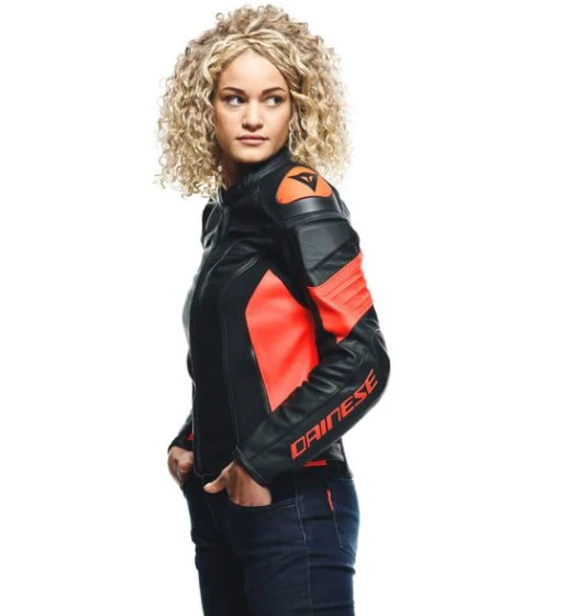 Dainese Racing 4 Lady Leather Jacket - Black/Fluo-Red 9 Dainese Racing 4 Lady Leather Jacket - Black/Fluo-Red - Image 7