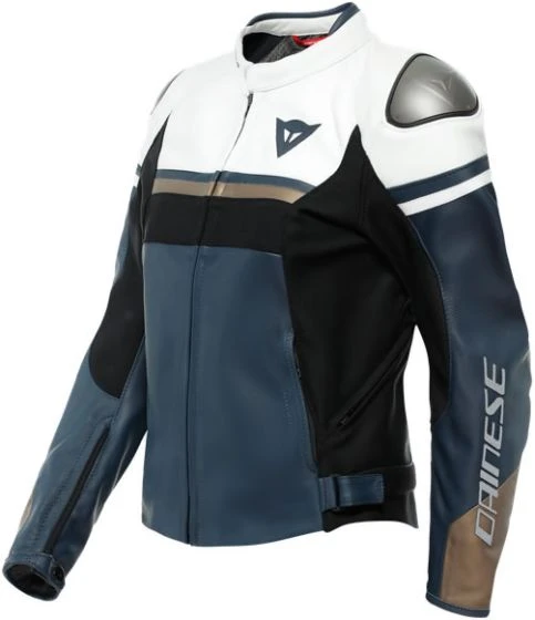Dainese Rapida Lady Leather Jacket - Black/White/Blue