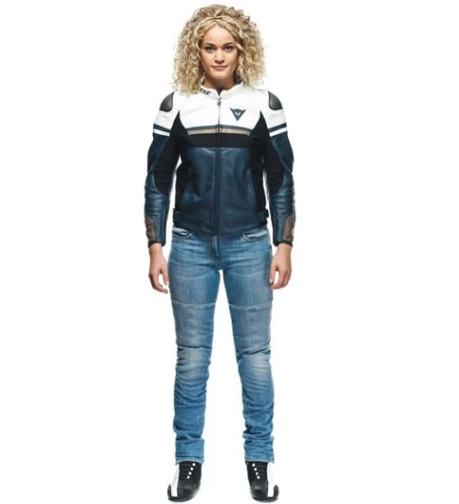 Dainese Rapida Lady Leather Jacket - Black/White/Blue 5 Dainese Rapida Lady Leather Jacket - Black/White/Blue - Image 3