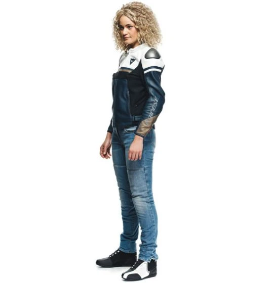 Dainese Rapida Lady Leather Jacket - Black/White/Blue 6 Dainese Rapida Lady Leather Jacket - Black/White/Blue - Image 4