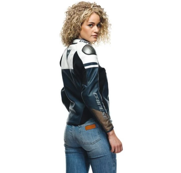 Dainese Rapida Lady Leather Jacket - Black/White/Blue 11 Dainese Rapida Lady Leather Jacket - Black/White/Blue - Image 9
