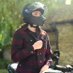 Oxford Kickback 2.0 Ladies Shirt - Red -Motorcycle Clothes And Shoes oxford kickback 2.0 shirt ladies red 7