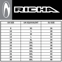 Richa Jegging Lady - Black -Motorcycle Clothes And Shoes richa ladies size guide 2a