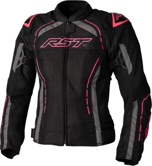 RST S1 CE Ladies Mesh Textile Jacket - Black/Pink