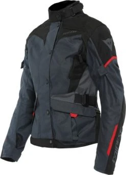 Dainese Tempest 3 D-Dry WP Ladies Textile Jacket - Ebony/Black/Lava Red